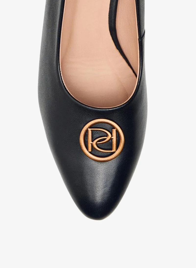 Paprika Solid Slip-On Leather Pumps With Block Heels