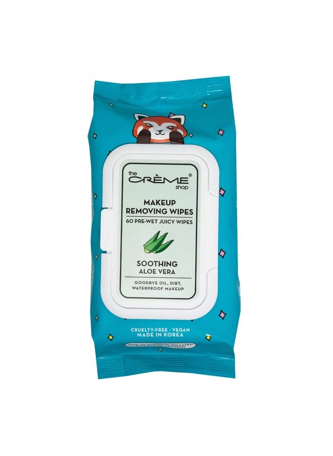 The Creme Shop Juicy Makeup Remover Wipes Made With Soothing Aloe Vera Make Up Remover Cleansing Wipes Hydrating Makeup Wipes (60 Prewet Juicy Wipes) 