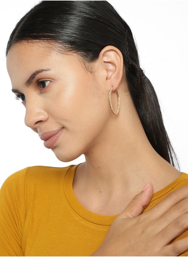 Just Peachy Just Peachy Stylish Hoop Earrings for Women & Girls, GoldToned Heart Shaped with White Beads & 4 Studs, Trendy Ear Bali Set, Perfect for Birthday, Latest Design | Pack of 6  - Image 2