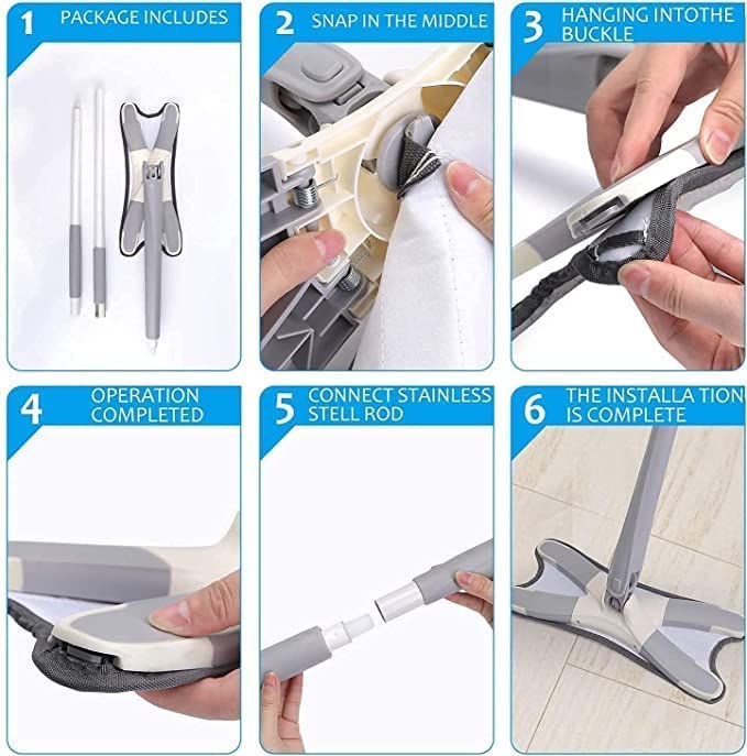 ZSIGNS XType Microfiber Floor Cleaning mop and Free 1Hook HandFree Wash Self Wringing Flat Mop 360 Degree DryWet Mop for Home Kitchen Hardwood Laminate Wood Tile Floors - Image 4