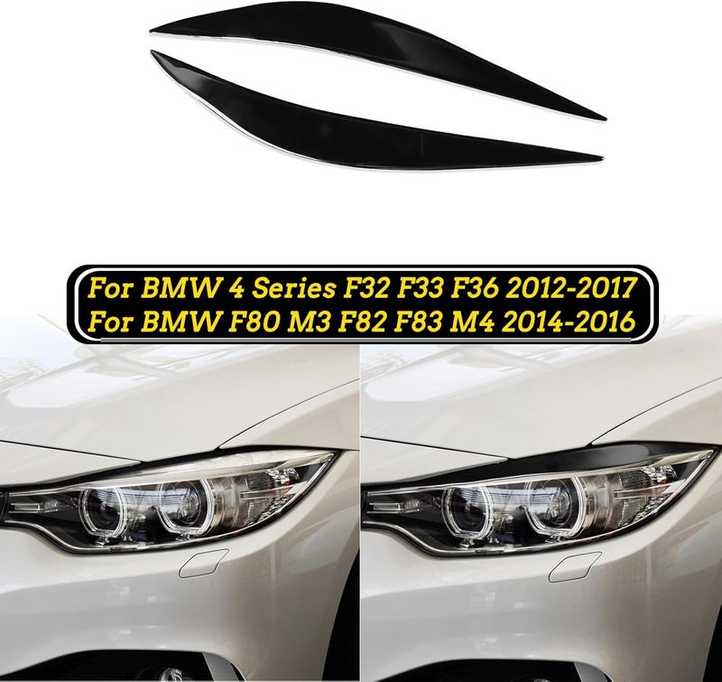 QASULER Gloss Black Headlight Eyebrow Eyelids for BMW - Image 4