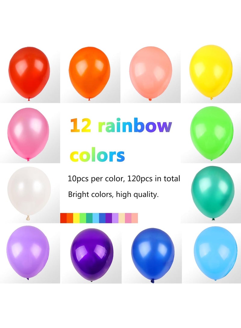 RUBFAC 120 Balloons Assorted Color 12 Inches Rainbow Latex Balloons, 12 Bright Color Party Balloons for Birthday Baby Shower Wedding Party Supplies Arch Garland Christmas Gifts - Image 2
