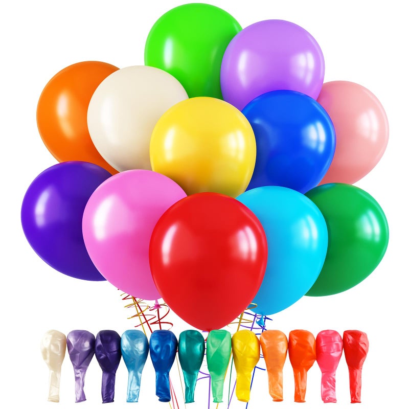 RUBFAC 120 Balloons Assorted Color 12 Inches Rainbow Latex Balloons, 12 Bright Color Party Balloons for Birthday Baby Shower Wedding Party Supplies Arch Garland Christmas Gifts - Image 1