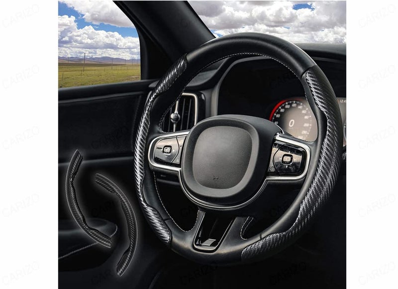 CARIZO Carbon Fiber Black Pattern Steering Wheel Cover, Men's and Women's Safe and Non-Slip Car Accessory Compatible with Kia Seltos - Image 2