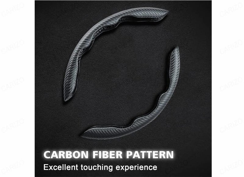 CARIZO Carbon Fiber Black Pattern Steering Wheel Cover, Men's and Women's Safe and Non-Slip Car Accessory Compatible with Kia Seltos - Image 3