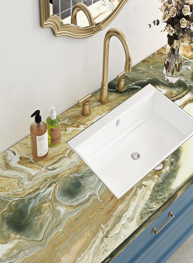 Livelynine Liquid Marble Contact Paper Waterproof Peel and Stick Countertops Blue Gold Marble Wallpaper Kitchen Counter Top Vinyl Wrap Bathroom Self Adhesive Dresser Cover Thick Desk Covers 15.8x78.8 - Image 3