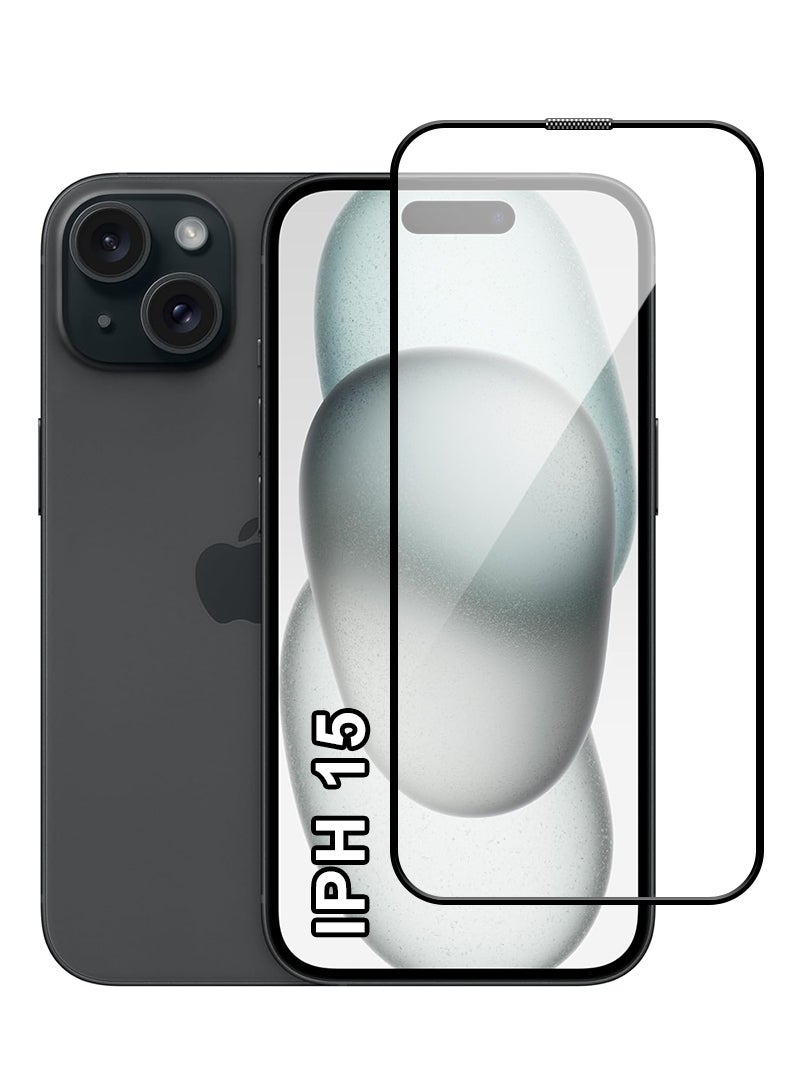 Case Up Screen Protector For Apple iPhone 15 6.1 Inch 9H Hardness Tempered Glass Film, Bubble Free Easy Installation, Full Coverage, Anti Scratch And Touch Sensitive - Image 1