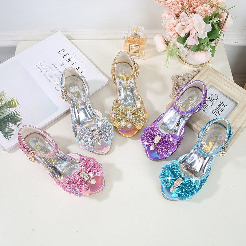 Girls Princess Shoes New Summer Baby Girl Sandals Children'S Non-Slip High Heels Medium And Large Children'S Fashion Bow Shoes - Image 5