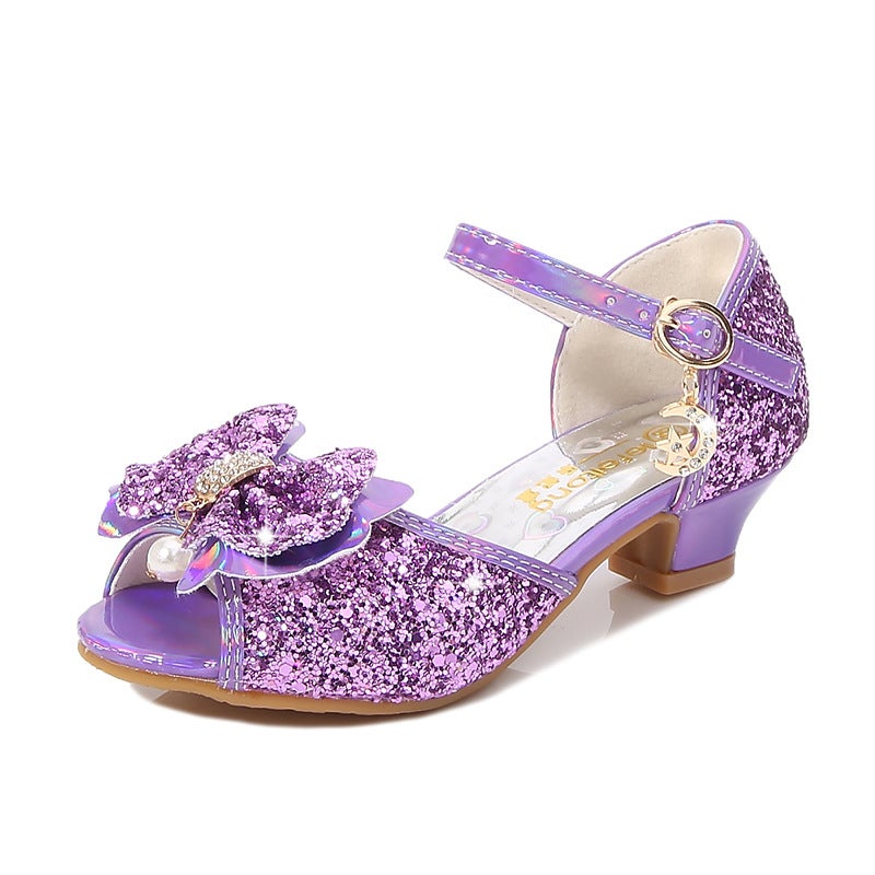 Girls Princess Shoes New Summer Baby Girl Sandals Children'S Non-Slip High Heels Medium And Large Children'S Fashion Bow Shoes - Image 1