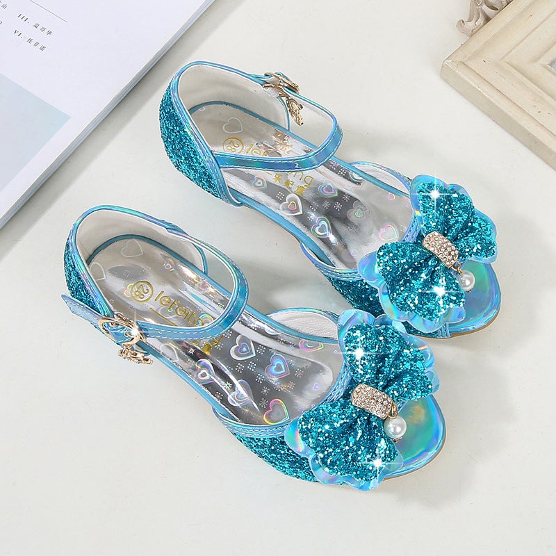 Girls Princess Shoes New Summer Baby Girl Sandals Children'S Non-Slip High Heels Medium And Large Children'S Fashion Bow Shoes - Image 4