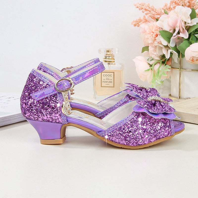 Girls Princess Shoes New Summer Baby Girl Sandals Children'S Non-Slip High Heels Medium And Large Children'S Fashion Bow Shoes - Image 3