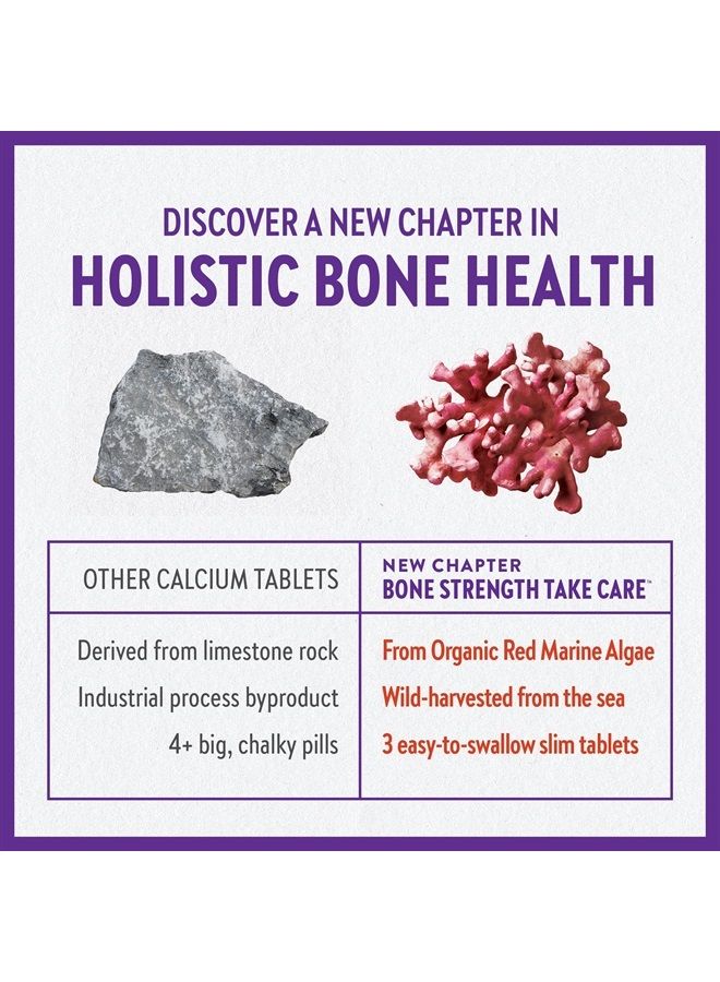 New Chapter Calcium Supplement - Bone Strength Organic Red Marine Algae Calcium - with Vitamin D3+K2 + Magnesium, 70+ Trace Minerals for Bone Health, Gluten Free, Easy to Swallow - 270 Slim Tablets - Image 5