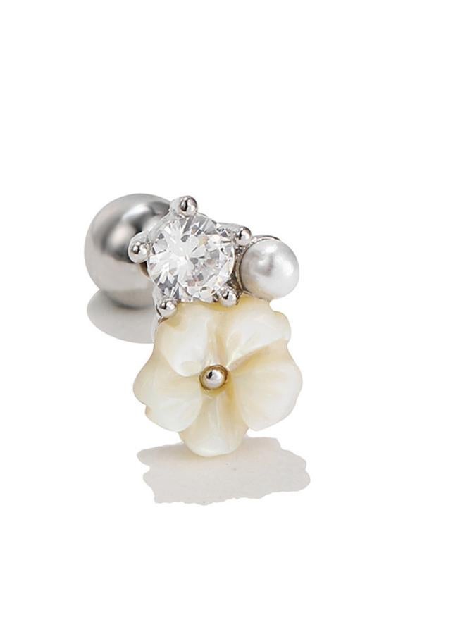 Simple Small Flower Ear Studs Pink Sweet Love Ear Bone Stud Stainless Steel Small Cute Niche Ear Stud 