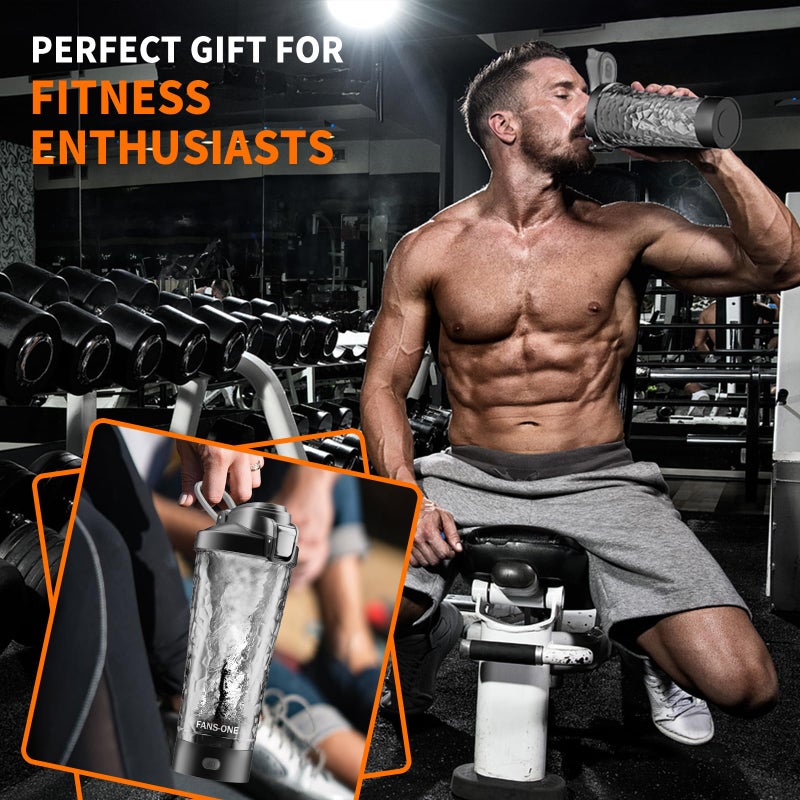 FANS-ONE Premium Electric Protein Shaker Bottle, 24 oz Lockable Blender Shaker Bottles, Made with Tritan, BPA Free, USB Rechargeable Mixer Blender Cup for Protein Shakes, Black - Image 4