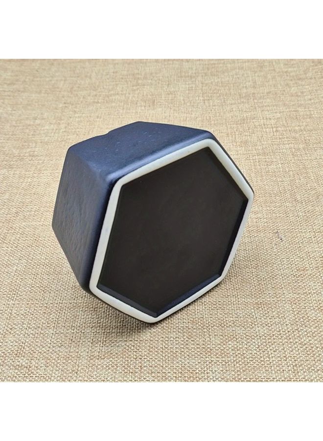 Black Hexagonal Ceramic Ashtray With Metal Buckle High End Modern - Image 2