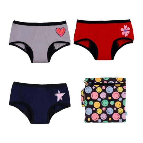 YouGotPlanB Period Panty for Girls | Leakproof Cotton Reusable Period Underwear | Built-in Sanitary Protection | All-Day Comfort & Stain-Free Protection | Grey, Red, Navy | 12-14 Y - Image 1