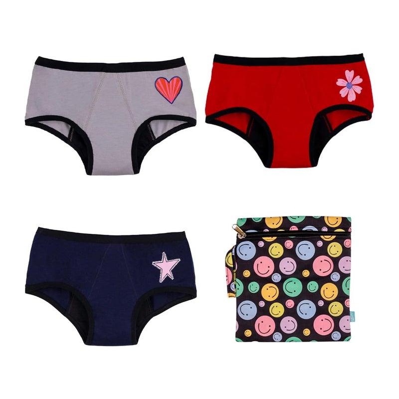 YouGotPlanB Period Panty for Girls | Leakproof Cotton Reusable Period Underwear | Built-in Sanitary Protection | All-Day Comfort & Stain-Free Protection | Grey, Red, Navy | 12-14 Y - Image 3