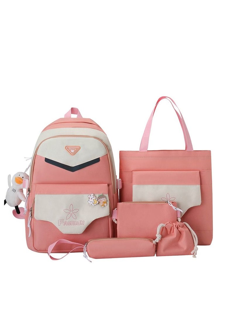 GUIYUBAG 5-Piece Schoolbag Set Pink  - Image 1