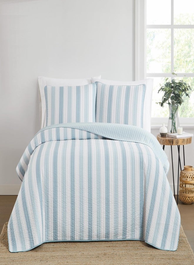 TRULY SOFT Aiden Stripe Quilt Set Blue Polyester 3-Piece Full/Queen Quilt Set, Stripe Themed, for Men and Women, Oeko-TEX Certified Confidence - Image 2