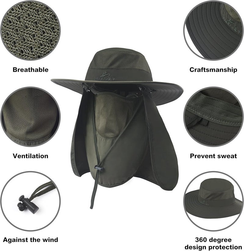 KOOLSOLY Fishing Hat,Sun Cap with UPF 50+ Sun Protection and Neck Flap,for Man and Women - Image 3