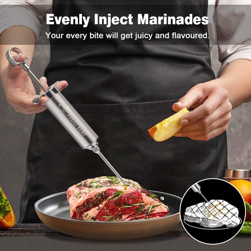 GRILL BUMP Meat Injector Syringe Kit with 3 Professional Marinade Injector Needles for BBQ Grill Smoker, Turkey and Brisket; 2-oz Large Capacity, Including Paper User Manual, Recipe E-Book (PDF) - Image 3