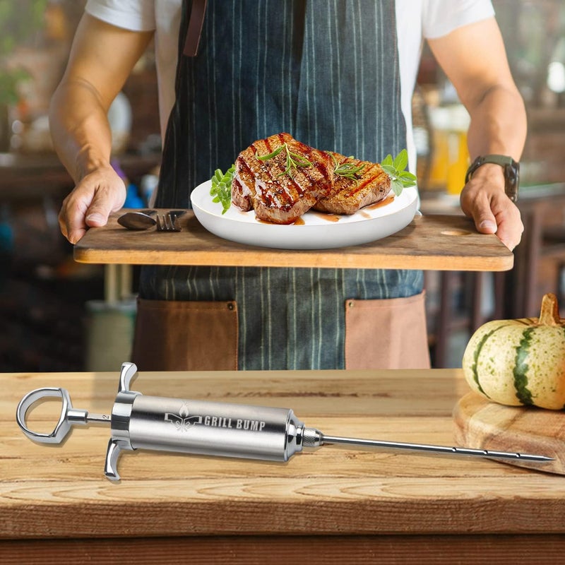 GRILL BUMP Meat Injector Syringe Kit with 3 Professional Marinade Injector Needles for BBQ Grill Smoker, Turkey and Brisket; 2-oz Large Capacity, Including Paper User Manual, Recipe E-Book (PDF) - Image 4