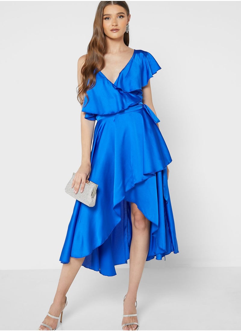 boohoo Ruffle Tie Detail Skater Dress  - Image 4