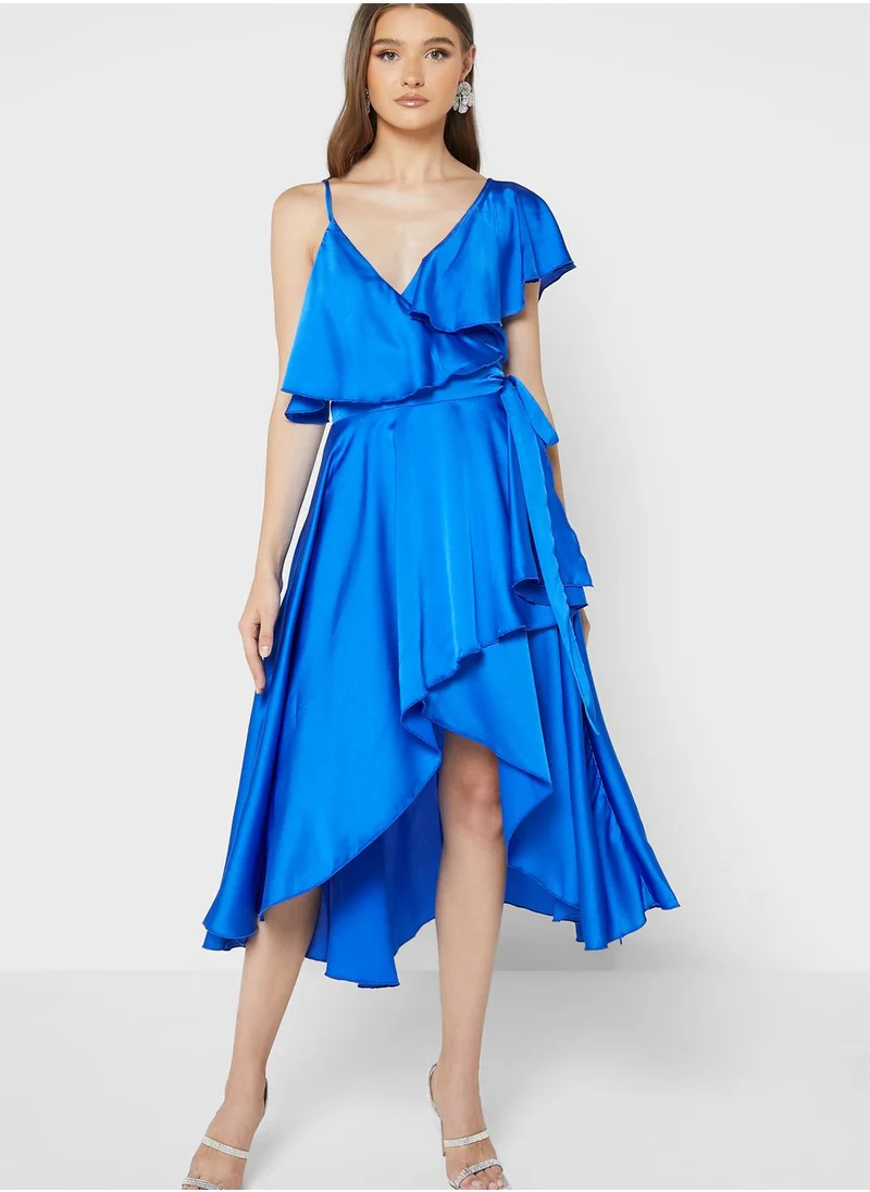 boohoo Ruffle Tie Detail Skater Dress