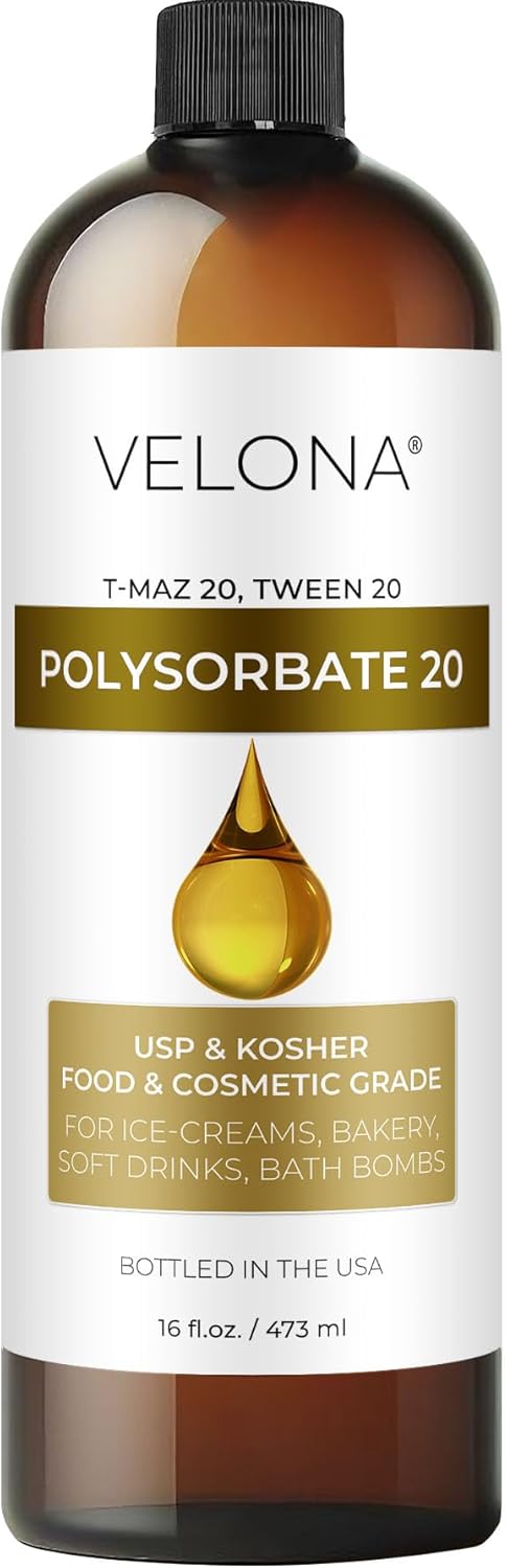 velona Polysorbate 20 by Velona  16 Fl Oz  Solubilizer Food  Cosmetic Grade  All Natural for Cooking Skin Care and Bath Bombs