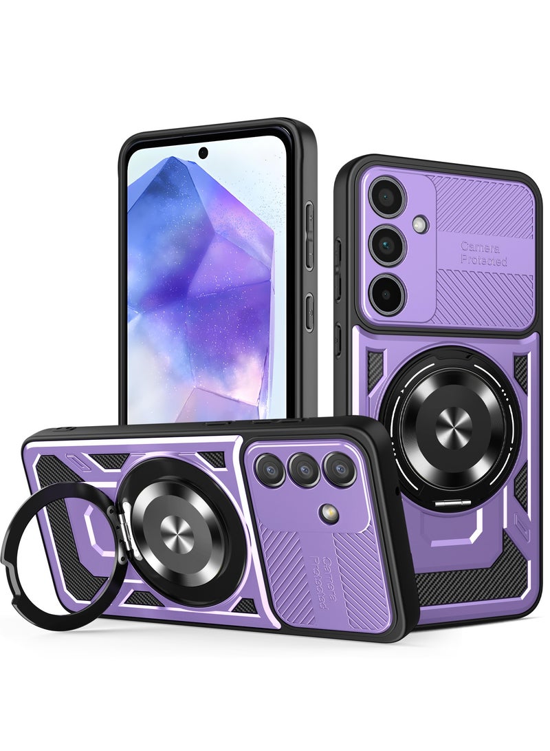 Case Cover Shock Resistant Protect Camera TPU + PC Compatible with Samsung Galaxy A55 (Purple)