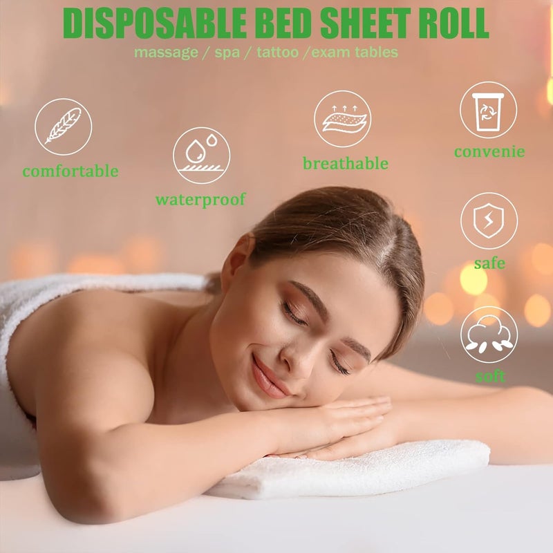 2 Roll Disposable Non-Woven Bed Sheet, 50 Pcs/Roll Massage Table Sheets, 31.5" X 70"Salon Beauty Facial Bed Cover for Massage, Lash, Tattoo Bed, Spa - Image 2