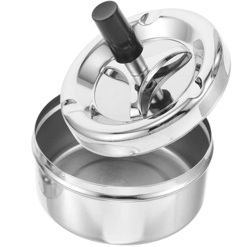 Smokeless Spinning Metal Ashtray with Lid for Indoor Outdoor Home Office and Patio - Image 2