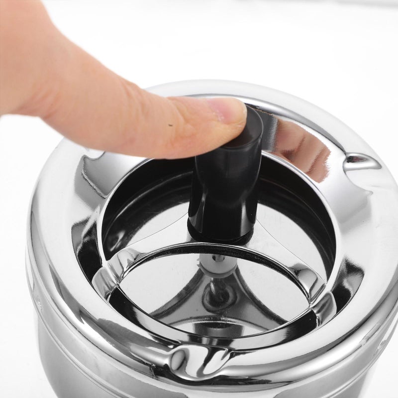 Smokeless Spinning Metal Ashtray with Lid for Indoor Outdoor Home Office and Patio - Image 4
