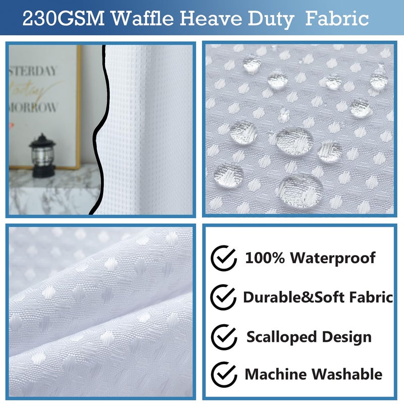 Youngseahome Waffle Weave 230gsm نسيج ثقيل مع سوداء الأسقل على الحدود الحدودية ستارة بويو باو القماشية الستار للاستحمام للحمام 72 × 72 بوصة - Image 3