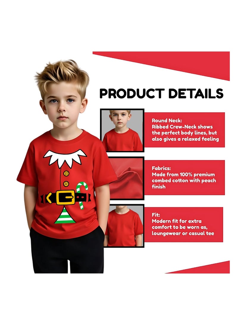 برينت شوب فور مي تي شيرت عيد الميلاد للأطفال الأولاد قزم - رقبة دائرية وأكمام قصيرة تي شيرت من القطن الناعم - مثالي لحفلات العطلات والتجمعات العائلية - Image 4