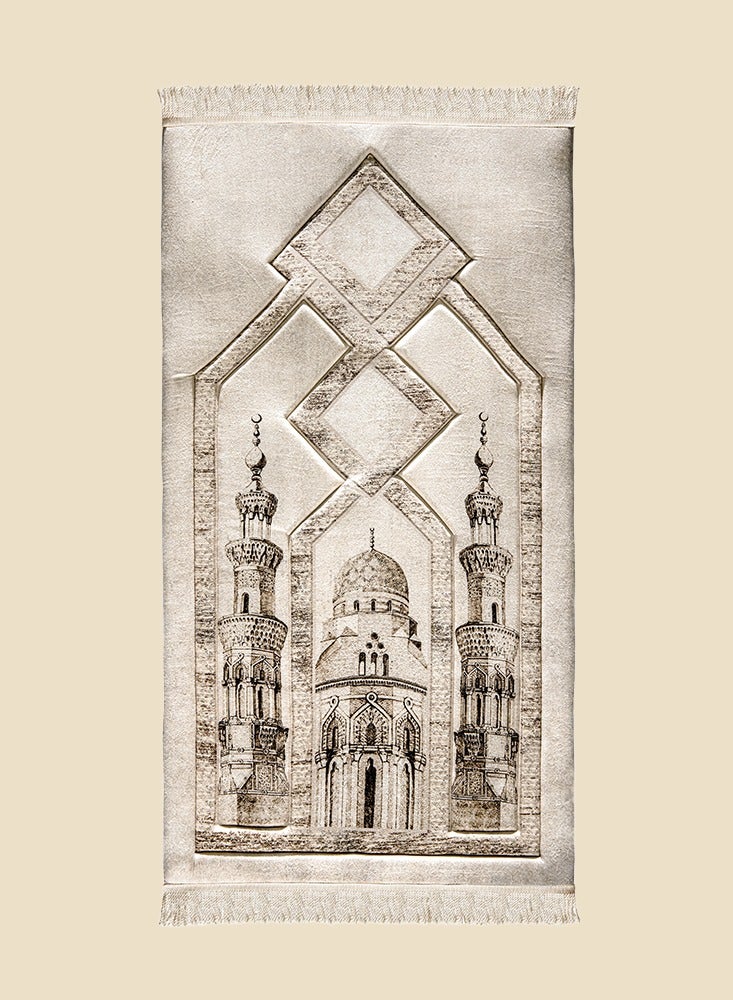 Beautiful Mosque-Inspired Prayer Rug – Islamic Velvet Salah Mat for Men and Women – High-Quality Comfortable Janamaz for Daily Prayers  - Image 1