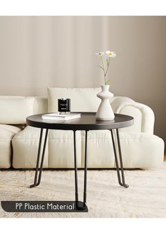 Generic Small Round Folding End Table, Movable Coffee Table with 3 Legs, Simple Modern Unit Table， Nightstand End Table for Small Spaces, Bedroom, Living Room, Modern Bedside Table, Side Table for Small Spaces (Color : Black)  - Image 2