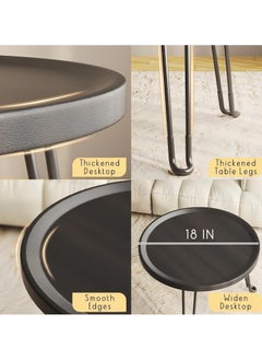 Generic Small Round Folding End Table, Movable Coffee Table with 3 Legs, Simple Modern Unit Table， Nightstand End Table for Small Spaces, Bedroom, Living Room, Modern Bedside Table, Side Table for Small Spaces (Color : Black)  - Image 3