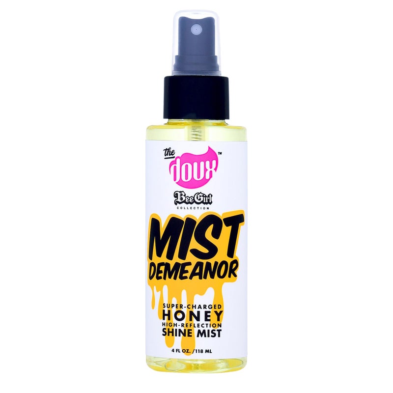 The Doux MIST DEMEANOR Shine Mist for Curly Hair â€“ Heat Protection Spray with Cationic Honey & Silk Amino Acids â€“ Lightweight Hair Gloss for Frizz Control, Humidity Resistance & Shine - Image 1