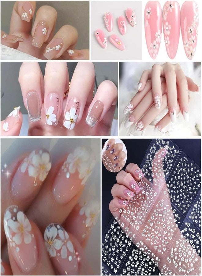 Scheibe 3D White Floral Nail Art Stickers, Acrylic with Glossy Finish, 30 Sheets with Rhinestone Embellishments, Water Resistant - Image 5