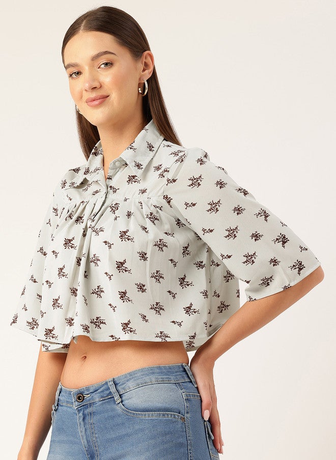 Rue Collection Floral Print Crop Top for Women - Image 3