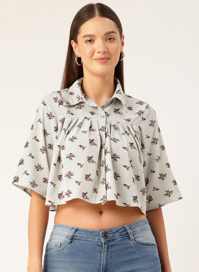 Rue Collection Floral Print Crop Top for Women - Image 1