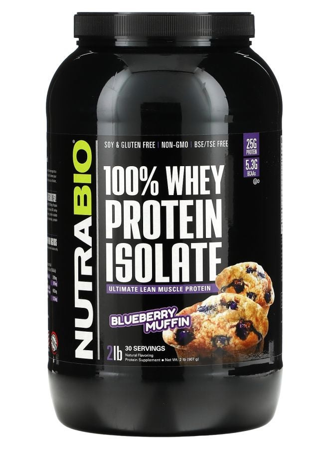 NutraBio Whey Protein Isolate Blueberry Muffin 2 lb (907 g)