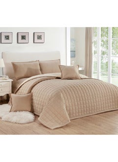 Sleep night Sleep Night Compressed Dual Color 4 Pieces Comforter Set, Single Size 160 X 210Cm, Reversible Bedding Set for All Seasons, Double Side Quilt Stitching, Beige/ White  - Image 1