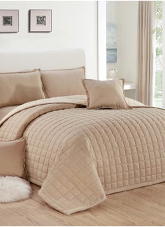 Sleep night Sleep Night Compressed Dual Color 4 Pieces Comforter Set, Single Size 160 X 210Cm, Reversible Bedding Set for All Seasons, Double Side Quilt Stitching, Beige/ White  - Image 3