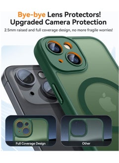 ESCASE Magnetic Cover for iPhone 13 (6.1 Inches) MagSafe Compatible [Full Camera Protection], Translucent Matte Slim Protective Shockproof Case, Green  - Image 3