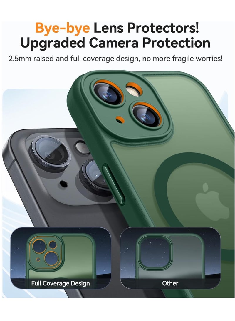 ESCASE Magnetic Cover for iPhone 13 (6.1 Inches) MagSafe Compatible [Full Camera Protection], Translucent Matte Slim Protective Shockproof Case, Green - Image 3
