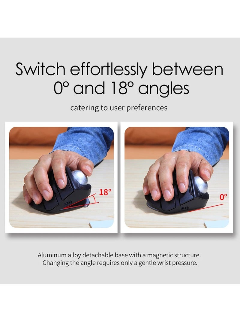 Verci Wireless Bluetooth Trackball Mouse 2.4G RGB Ergonomic Rechargeable Roller Axis Mouse 3 Devices  - Image 5
