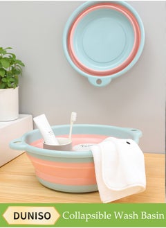DUNISO Collapsible Wash Basin, Portable Plastic Laundry Tub, Multiuse Plastic Washing Basket With Hanging Hole, Space Saving, Suitable For Bathroom, Kitchen, Camping, Outdoor, Diameter 30.5cm  - Image 1