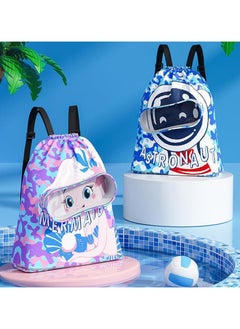 Generic 2 Pack Drawstring Swim Bags for Kids,Children's swimming backpack,Waterproof Beach Bag,Travel Dry Wet Separated Bag With Shoe Compartments,Draw String Bag for Gym Swimming Camping Hiking Dance  - Image 1